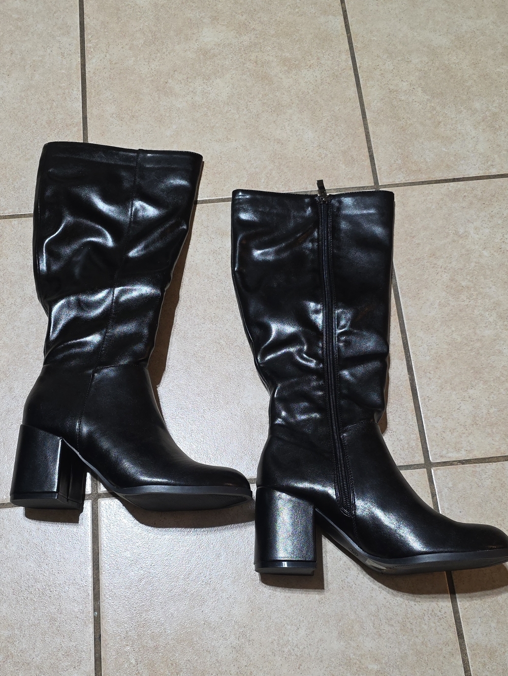 Others Follow Black Mid-Calf Block Heel Boots